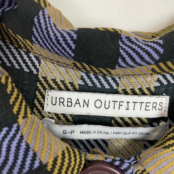 Urban Outfitters Women's Small Shirt Dress Nancy Plaid Button Purple Gold - Picture 3 of 5